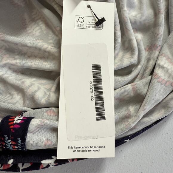 Tory Burch Printed Long Sleeve Dress Navy Multicolor Size XL V-Neck Boho Shift - Picture 12 of 14